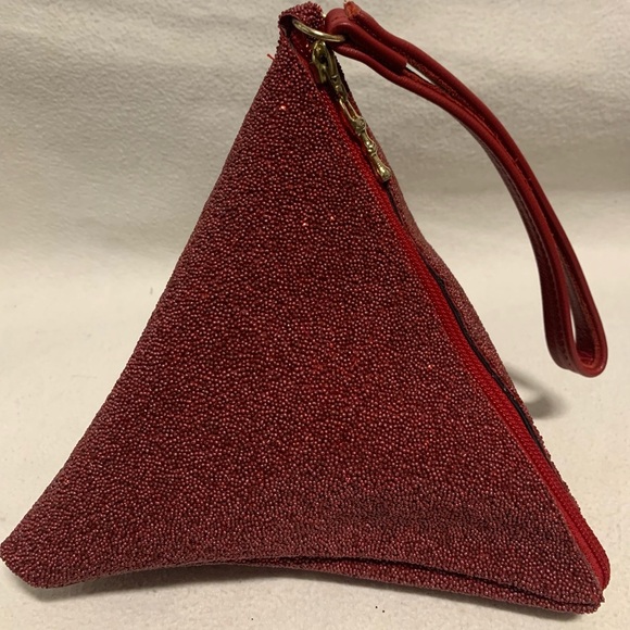 Kemestry Handbags - Kemestry Beaded Evening Bag Red Triangle Clutch Purse USA Elegant Holiday Party